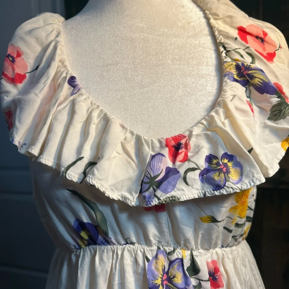 Old Navy Red and Blue Ruffled Waist maternity Sundress - Picture 4 of 10